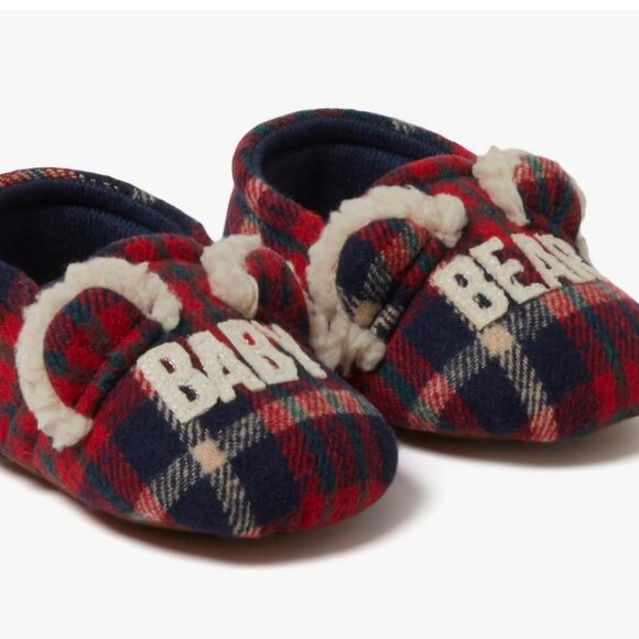 Dearfoams Infant Baby Bear Memory Foam Slippers 9-12 Months Plaid New - Picture 2 of 6